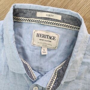Heritage Report Collection Blue With Speckled Men's Casual Shirt Size L
